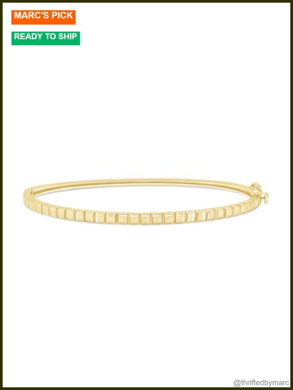 Sterling Silver 14K Yellow Gold Plated Oval Bangle Bracelet 7 Inch